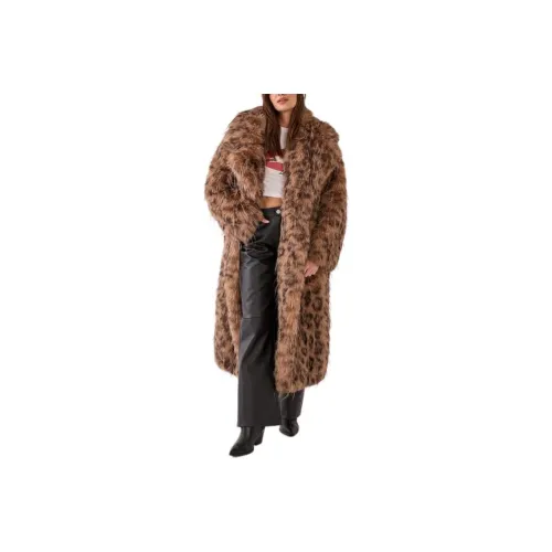 NASTY GAL Животные Леопардовый принт Collared Искусственный мех Longline Пальто Бархат Feel Пальто Женские