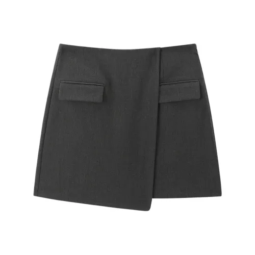 PEACEBIRD Оловянно-серый Женский Повседневный Короткий Юбка