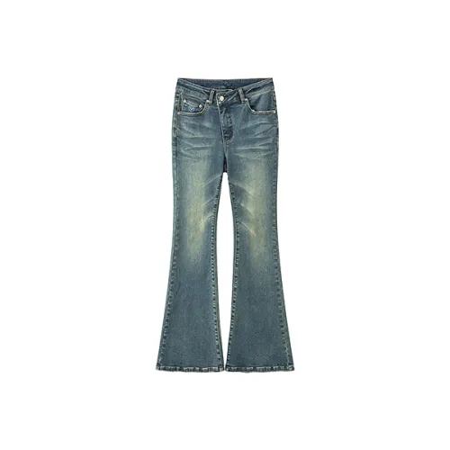 CHUU Medium Denim Blue Women's Jeans CHUU Средний деним синий женский джинсы