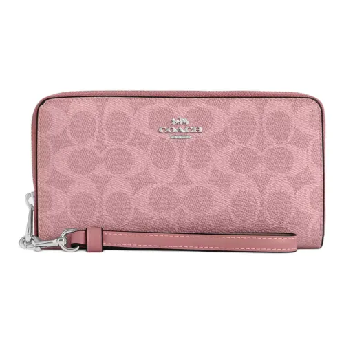 COACH Canvas Подпись Покрытый холст Кошелек Женские Розовый