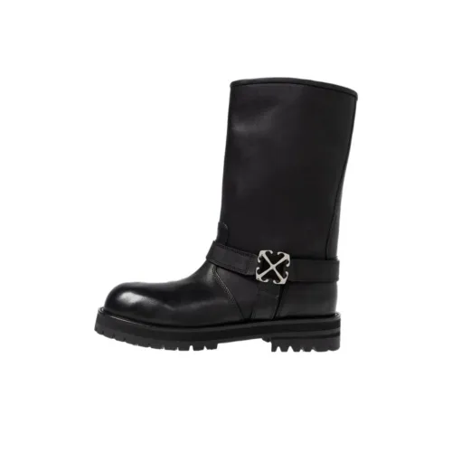 Off Белый Ботильоны 4CM Женские Черный