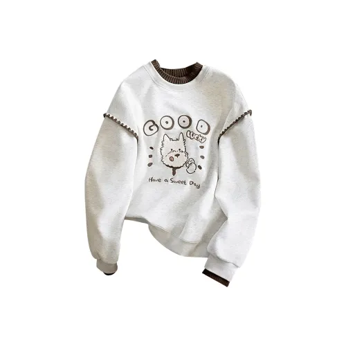 XIAOLIZI Белый Серый Унисекс Свитшоты