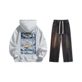 Set (Премиум Серый с Флисовой Подкладкой + Черные Джинсы)