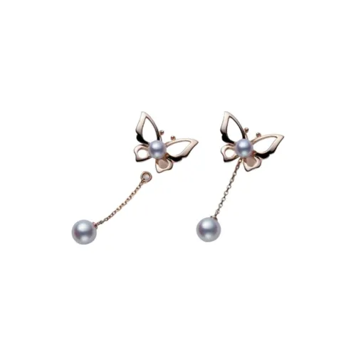 MIKIMOTO 18К Розовое Золото Серьги Женские Золото