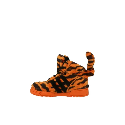 Jeremy Scott x adidas originals MID Топ Обувь для малышей Черный и оранжевый Infant And Toddler