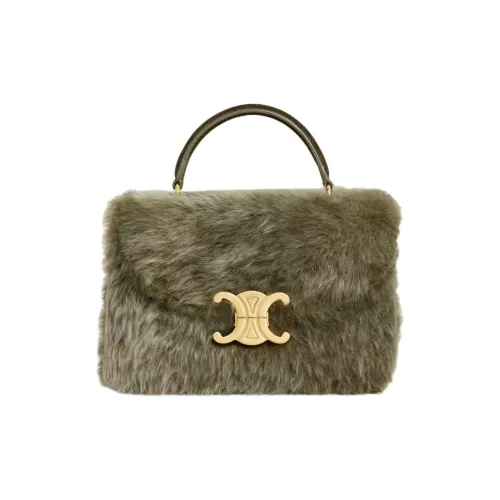 CELINE Shearling One Shoulder Bag Женская Зеленая
