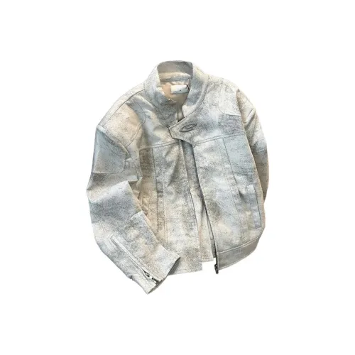 THINGYLAB Белый Мужская Кожаная Куртка