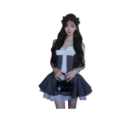 MORii Серый Подарочный набор Остров Store MORii Значок Женские Платья без рукавов