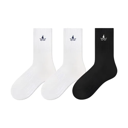 NAVIGARE [3 упаковки] 2 белых 1 черный мужские носки MID до икры