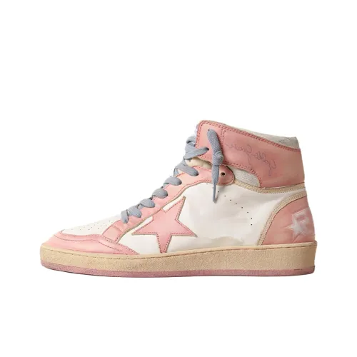 Golden Goose Azure Star High Top Скейтборд Кроссовки Женские Розовые Белые Потертый