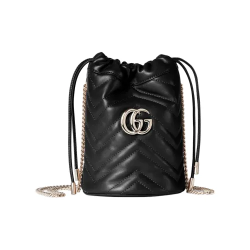 GUCCI GG Marmont Кожа Плечевая Сумка Маленькая Женская Черная