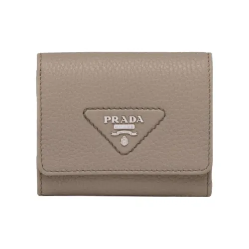 PRADA Saffiano кожа кошелек маленький женский глиняный серый