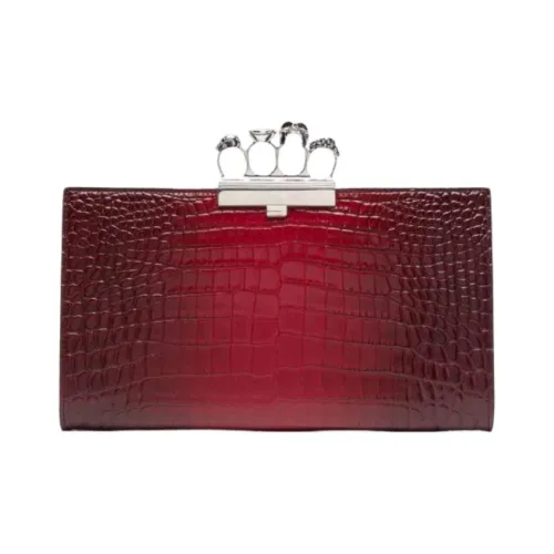 Alexander McQueen THE FOUR RING Телячья кожа Клатч Женские Бордовый