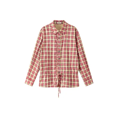 CHUU Розовая клетка Женские рубашки