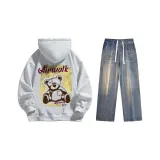 Комплект одежды (Премиум серый с флисовой подкладкой + Ностальгический синий джинсы)