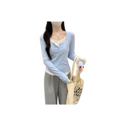 LANGQING Синий Бесплатная доставка с бренд наклейкой Женские T-рубашки