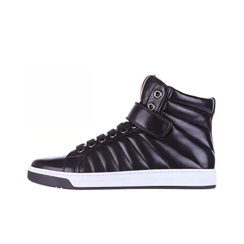 PRADA Устойчивые к истиранию высокие кроссовки для скейтбординга Мужские Черные