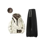 Мультяшный Белый+Черный [Флисовая подкладка Пальто + Флисовая подкладка Брюки]