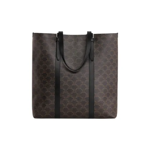 CELINE Cabas Коровья кожа Обметка Тоут Сумка Сумка для покупок Сумка Мужская Черная