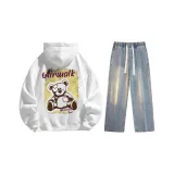 Set (Белый с флисовой подкладкой + Винтажные синие джинсы)