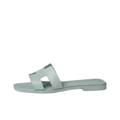 HERMES Oran Шлепанцы Женские Небесно-голубой