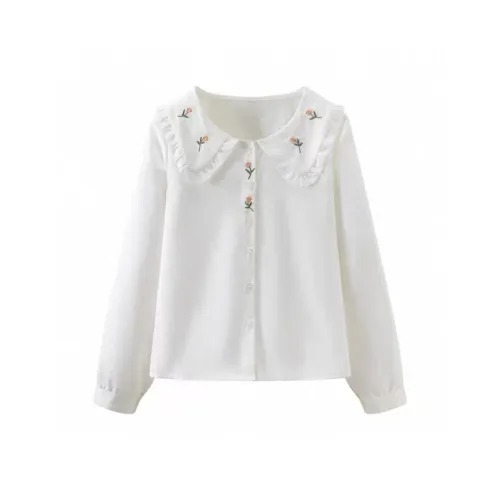 PZHK Белые Длинные-Рукавные Женские Рубашки