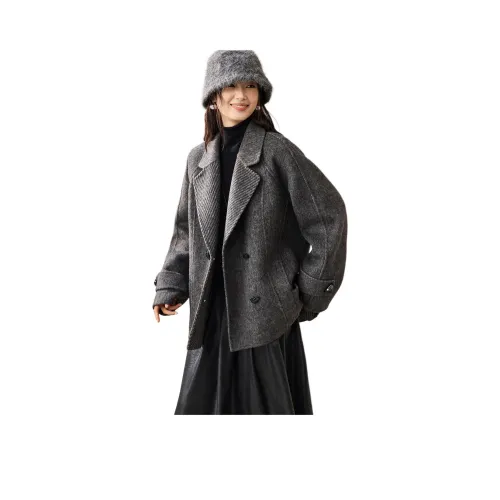 MOHANYIMEI Черное Серое Женское Пальто