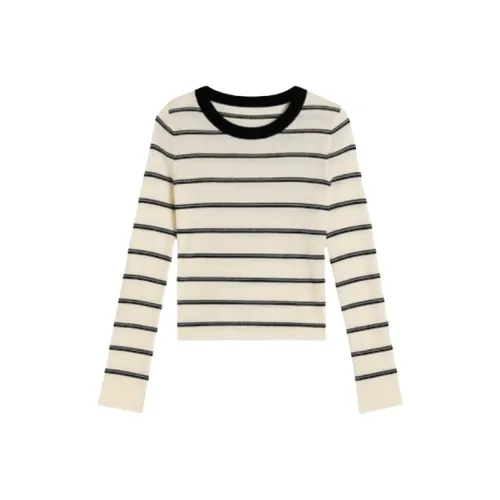 KYKW Абрикос Черный Полосы Женские T-Рубашки