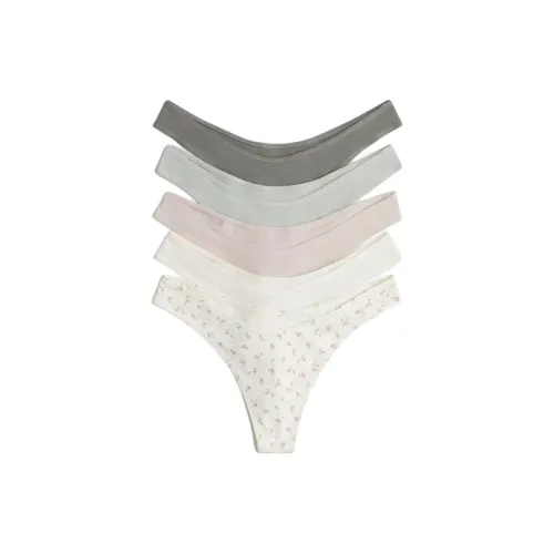 H M 5 пачек Белый+Розовый+Светло-Серый Розовый+Серый+Зеленый Женские Стринги