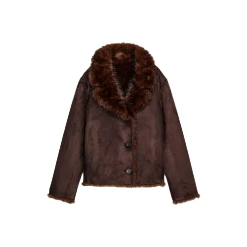 ZARA Темно-коричневые женские куртки