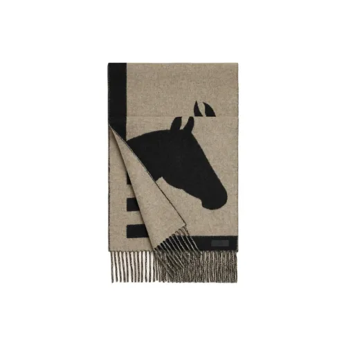 HERMES Casaque Love Story Кашемировые Вязаные Шарфы Женские Черный Бежевый