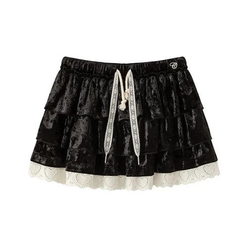 CHUU Черный Женский Повседневный Короткий Юбка