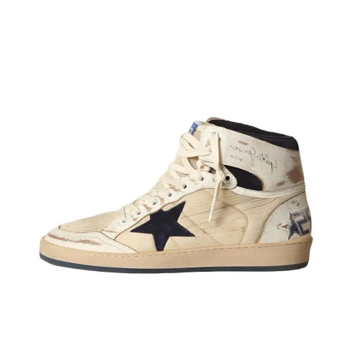 Golden Goose Лазурь Звезда High Топ Стильные Скейтбординги Мужской Желтый Белый Потертый