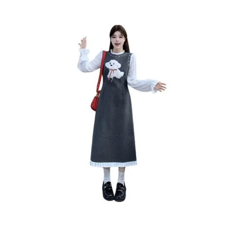 SIXUSICHOU Длинное платье с длинными рукавами женское