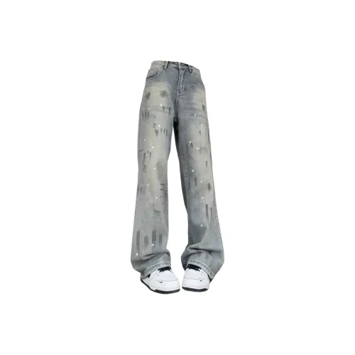 DEMAVIE Синий Серый Унисекс Джинсы