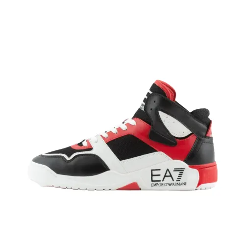 EMPORIO ARMANI EA7 Устойчивые к истиранию высокие кроссовки для скейтбординга унисекс черные красные