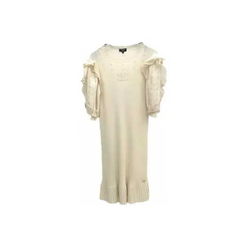 CHANEL 21A Длинное платье с длинными рукавами женское желтое