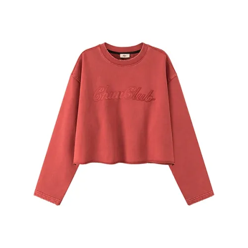 CHUU Винтажный красный женский свитшот