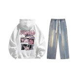 Set (Белый с флисовой подкладкой + Винтажные синие джинсы)