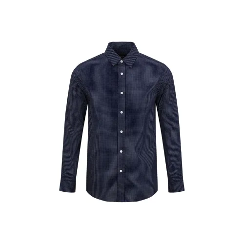 URBAN REVIVO Темно-синяя клетка Мужская рубашка