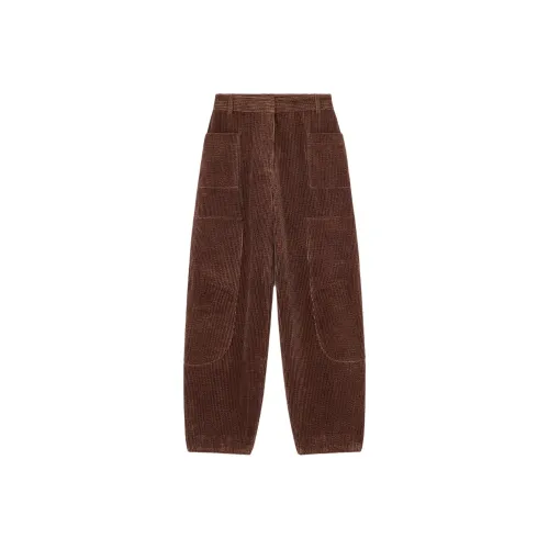 GANNI Цикорий Кофейный Коричневый Женские Повседневные Штаны
