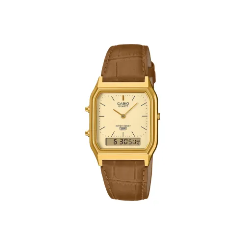 CASIO G SHOCK Collection Кварцевый механизм Естественная кожа Ремешок Часы Унисекс Золотой циферблат