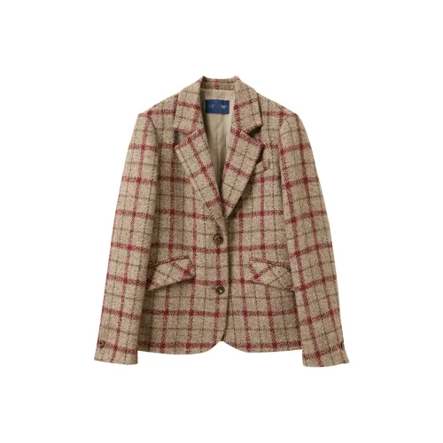 3COLOUR Кофейная клетка Женское пальто