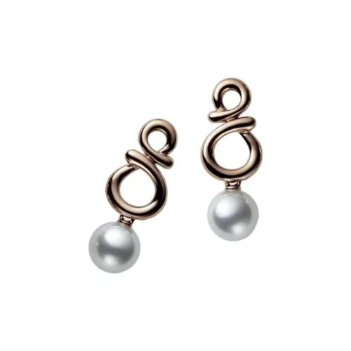 MIKIMOTO 18К Розовое Золото Серьги Женские Золото
