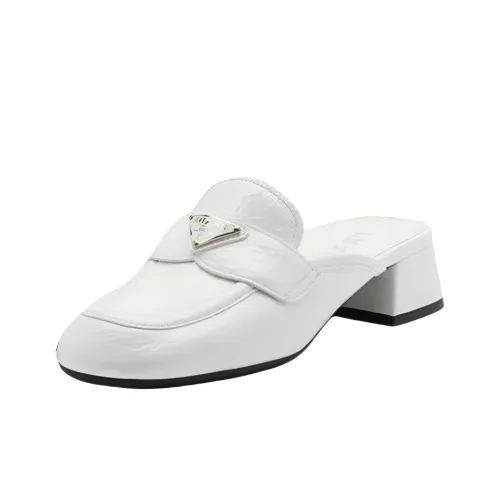 PRADA Резиновая подошва Тихий Тапочки 3,5 см Женские Белые