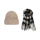 Коричневая шляпа + черный бежевый шарф