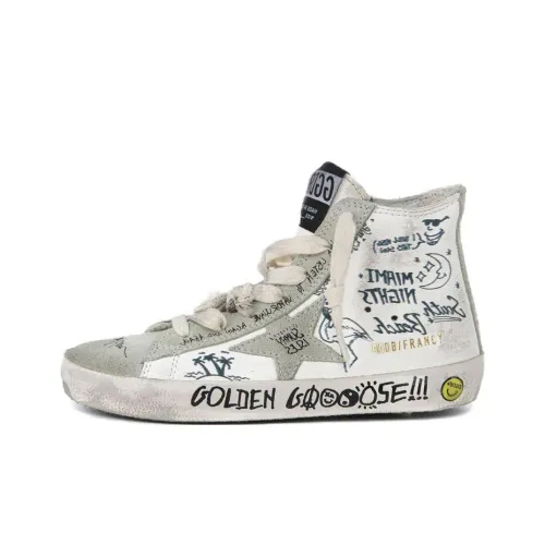 Golden Goose Francy Износостойкие Высокие Кроссовки для скейтбординга Женские Серый Белый