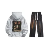 Set (Премиум Серый с Флисовой Подкладкой + Черные Джинсы)