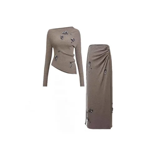 DITB Коричнево-абрикосовый цвет женские комплекты с юбкой