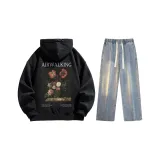 Set (Black Fleece-Lined + Vintage Blue Jeans)  
Комплект (Черный с флисовой подкладкой + Винтажные синие джинсы)